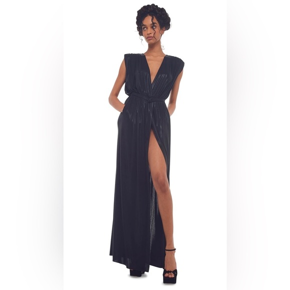 NEW Norma Kamali  Athena Sheen Belted Gown Size Medium 38 Color Black - Picture 1 of 6
